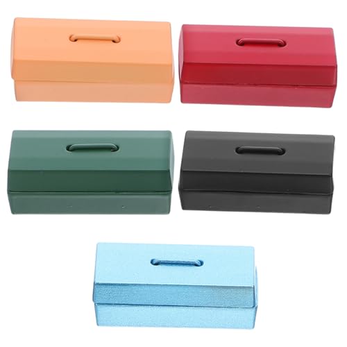 Toyvian 5stücke Mini-werkzeugkasten Aus Blech Für Puppenhäuser Miniatur-modellmöbel Mini-aufbewahrungsbehälter Miniatur-puppenhauszubehör Werkzeugkasten Für Winzige Häuser von Toyvian