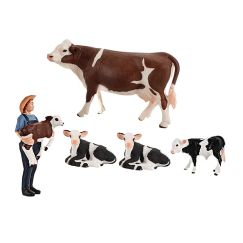 Toyvian 5 Stück Teiliges Miniatur Kuhfiguren aus PVC Realistische Farmtiere mit Detailgetreuer Verarbeitung Vielseitig für Indoor und Outdoor Dekoration Lernspielzeug für Kuchendekoration von Toyvian