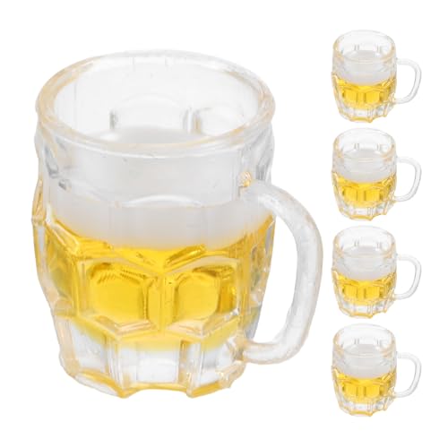 Toyvian 5-teiliger Bierkrug fürs Puppenhaus: Mini-Bierbecher in transparenter Farbe, winzige Cocktailgläser für Puppenhaus-Bar und Küchenspielset, Trinkgeschirr aus Kunstharz für DIY-Basteldekor von Toyvian