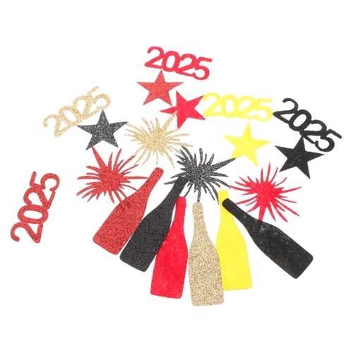 Toyvian 50 Stück 2025 Partydekoration Des Neuen Jahres Pailletten Zum Basteln Neujahrs-fotokabinenrahmen Weihnachtsglitter Wabendekoration Des Neuen Jahres Neujahr Fotokabine Gefühlt von Toyvian