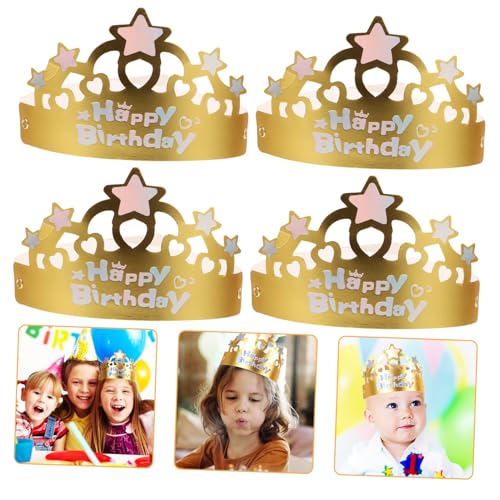 Toyvian 50 Stück Goldene Papierkronen Faltbare Partyhüte für Kindergeburtstage Glitzernde Geburtstagskrone Dekoration für Feiern Einzigartige Kopfbedeckung für Jungen von Toyvian