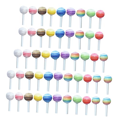 Toyvian 50 Stück Mini Lutscher Deko Modelle für Mini Häuser Realistische Miniaturspielzeuge Dekoration für Kinderzimmer und Kreative Bastelprojekte Zufällige Farbe von Toyvian