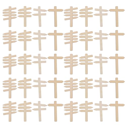 Toyvian 50 Stück Mini-Verkehrsschilder aus Holz, Verkehrszeichen-Spielzeug aus Holz, dekorative Plaketten für Kinder, Puppenhaus-Landschaft, frühes Lernen, Lernspielzeug von Toyvian