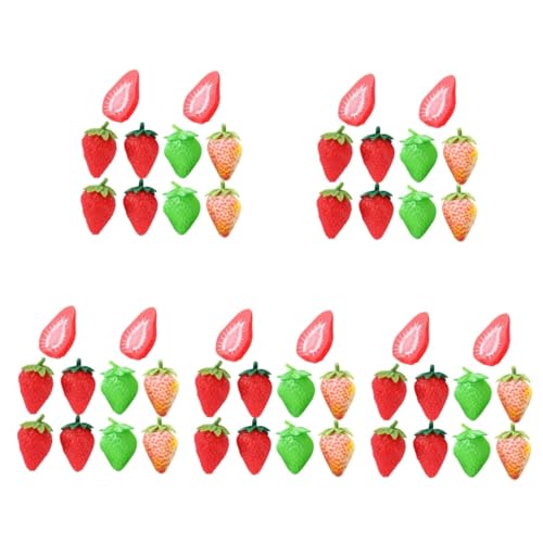 Toyvian 50 Stück Simulierte Erdbeere Kindergarten Spielzeug ad at 100 ads Erdbeeren Früchte künstliches Erdbeermodell gefälschte Erdbeere falsches Obst Zubehör Requisiten Dekorationen PVC von Toyvian
