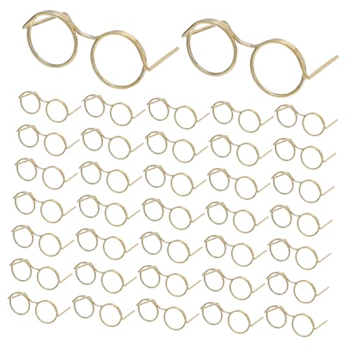 Toyvian 50 Stück Teiliges Miniatur Puppenbrillen Metallrahmen Filigrane Mini Eyeglasses für Puppenhaus Zubehör DIY für Erwachsene Realistische Mini Brillen für Puppen Kostüm von Toyvian