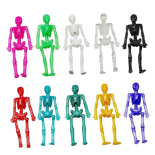 Toyvian 50 Stück Weich Gummi Schädel Rahmen Skelettmodell Stretchy Skelett Spielzeug Kniffliger Dehnbarer Skelettschädel Klebrige Spinnweben TPR Weichkleber Weiches Gummi Spielzeuge Kind von Toyvian