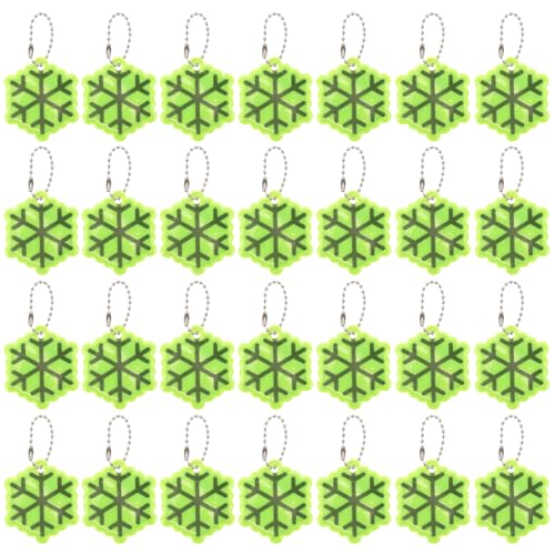 Toyvian 50 Stück Weihnachts-Schneeflocken-Schlüsselanhänger: Reflektierender Rucksackanhänger – leuchtender Nacht-Sicherheitsanhänger für Kinderschultaschen, Handtaschen und von Toyvian