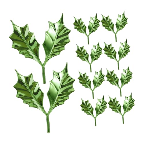 Toyvian 50 Stück Weihnachtsblätterdekoration Dekorativ Zubehör Weihnachtsdekorationen Stechpalme Schmücken Fälschung Weihnachten Weihnachtsglitzerblätter Material Und Für Green Plastik von Toyvian