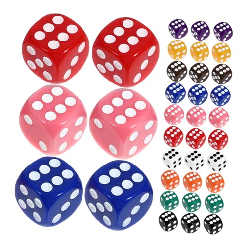 Toyvian 50 Stück Würfel aus Acryl Party Würfel Masse Spiel polyedrische Würfel mehrseitige Würfel Bunte Würfel Unterhaltungswürfel von Toyvian