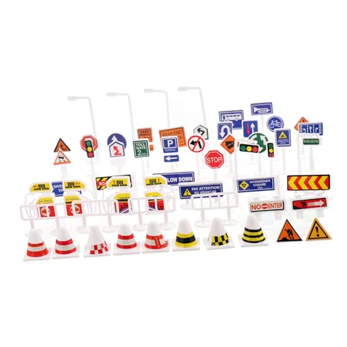 Toyvian 56 Stück Teiliges Verkehrszeichen-spielset für Pädagogisches Straßenschild Stabilem Material Fördert Motorik und Sicherheitsbewusstsein Geeignet für Eltern-Junge von Toyvian
