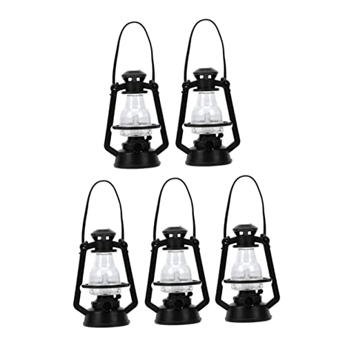 Toyvian 5St Miniatur-Öllampe Kerosinlampe Miniaturen Mini-Petroleumlampe Vintage Dekoration Retro Dekoration Modell Einer Petroleumlampe für zu Hause Modell Tischlampe pp Black von Toyvian