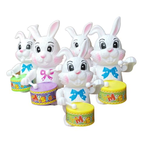 Toyvian 5St Uhrwerkspielzeug für Kinder Hasen-Aufziehspielzeug Kinder Wickeln Spielzeug auf Kaninchenspielzeug Hasenspielzeug Spielzeuge Aufziehpuppen Uhrwerk Hase die Trommel Schlagen von Toyvian