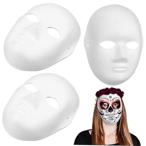 Toyvian 5Stücke DIY Weißes Papiermasken für Frauen Handbemalte Halloween Masken Cosplay Maskerade und Langlebig für Partys und Kreative Projekte von Toyvian