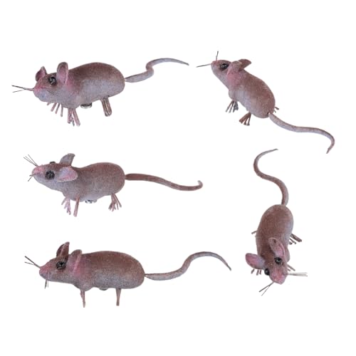 Toyvian 5Stücke Mini Tierfiguren Realistische Mäuse Ornamente für Mikrolandschaften Garten und Innendekoration Langlebig und Platzsparend für Kreative Projekte und Sammlungen von Toyvian