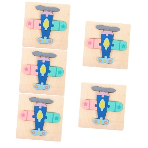 Toyvian 5st 3D-schnapppuzzle Spielzeuge Kinderspielzeug Holzpuzzles Für Kinder Lernspielzeug Aus Holzpuzzle Kinder Lernen Puzzle-Spielzeug Kinderpuzzle Hölzern Flugzeug Kleinkind Schnalle von Toyvian