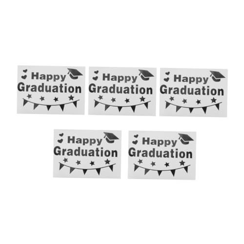 Toyvian Ballonaufkleber Zum Schulabschluss 5er-Pack Schwarze Selbstklebende Aufkleber Abschlussdekorationen Foto-requisitenaufkleber Buchstabendruck Abschlussfeier-ballondekor von Toyvian