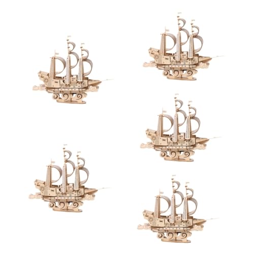 Toyvian 5st Hölzernes Segelboot Spielzeug 3D-Puzzle-Boot Bausätze Für Modellschiffe Segelboot-Puzzle Modellboote Zum Bauen Für Erwachsene Meeresspielzeug Diorama Rätsel Holz Linde Kind von Toyvian