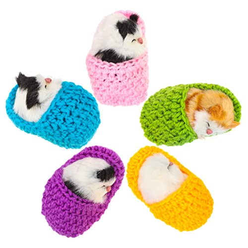 Toyvian 5st Pantoffel Nickerchen Katze Schuhe Für Katzen Katze Schlafsack Simulation Plüschkatzenspielzeug Kleine Spielzeuge Mini Schlafende Katze Rein Minikörbe Puppe Garn Kind Miniatur von Toyvian