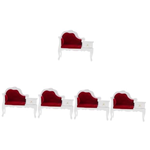 Toyvian 5st Puppenhausmöbel Sessel Miniatur-stuhlmöbel Puppenhaus Schmücken Desktop-Mini-möbel Miniaturmöbel Puppenmöbel Aus Holz Mini-hausdekoration Weiß Holzstuhl Sofa Hölzern von Toyvian