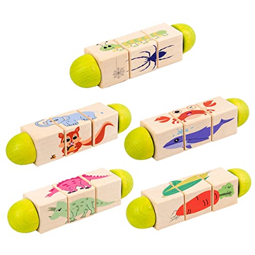 Toyvian Pädagogisches Drehspielzeug - 5 Stück - Lernspielzeug Für Kinder Mit Tieren - Sicheres Holzspielzeug von Toyvian