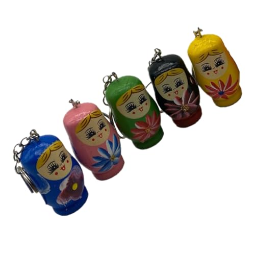 Toyvian 5st Schlüsselanhänger Aus Holz Russische Puppen Anhänger Auto Anhänger Aus Holz Matroschka-anhänger Schlüsselketten Russische Puppen Schlüsselanhänger Schlüsselringe Hölzern von Toyvian