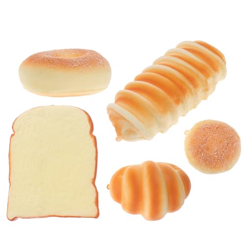 Toyvian 5st Simulierte Brotrequisiten Zusammendrückbares Essen Gefälschtes Brot Zum Ausstellen Künstliche Sandwich-Requisite Essen, Spielzeug, Brot Sauerteigbrot Miniatur Brotscheiben von Toyvian