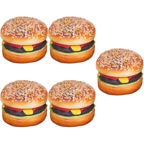 Toyvian 5st Simuliertes Hamburger-Modell Gefälschtes Essen Fotografie Requisiten Gefälschter Burger Gefälschte Lebensmittel Realistisch Falsches Brot Ornament Schrank Anzeige Kind Pu von Toyvian