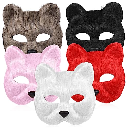 Toyvian 5stücke Fünfteiliges Fuchsmaske Aus Plüsch Tiermasken Für Maskerade Halloween Und Partys Mit Augenlöchern Bequem Und Stilvoll Elegantes Cosplay-zubehör Für Erwachsene von Toyvian