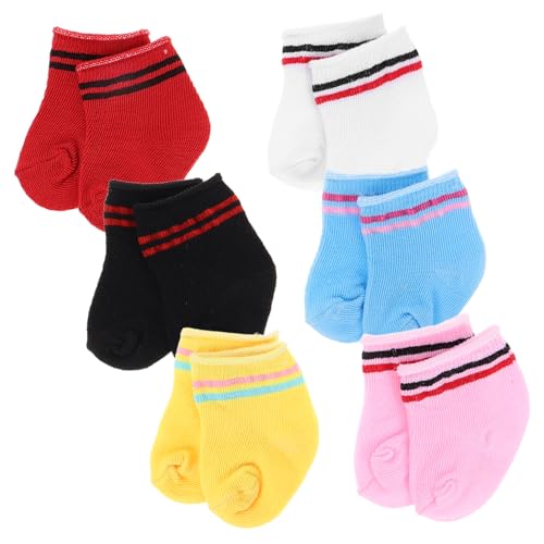 Toyvian 6 Paare Puppensocken Puppen Accessoires puppenkleiderschrank puppenkleidung Puppenkostüme Puppenaccessoires Zubehör für Mädchenpuppen Mini-Puppen-Söckchen Babypuppenstrumpf Stoff von Toyvian