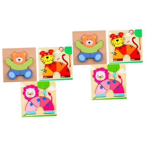 Toyvian Spielzeug 6 STK Kinder rätsel Spielset aus Holz Spielzeuge Kinderspielzeug Puzzles aus Holz Dreidimensionales Puzzlebrett aus Holz Cartoon Holzpuzzles hölzern Kleinkind Bambus von Toyvian