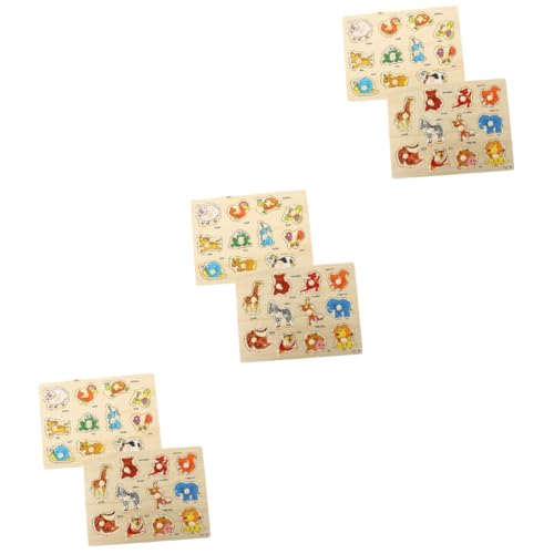 Toyvian 6 Sätze Brettpuzzle greifen fokussiert kinderbeschäftigung weihnachsgeschenke weihnachtspresent weinachtsgeschenk Kinder Puzzle Tier Brett greifen Dingding Spielzeug Kleinkind Holz von Toyvian