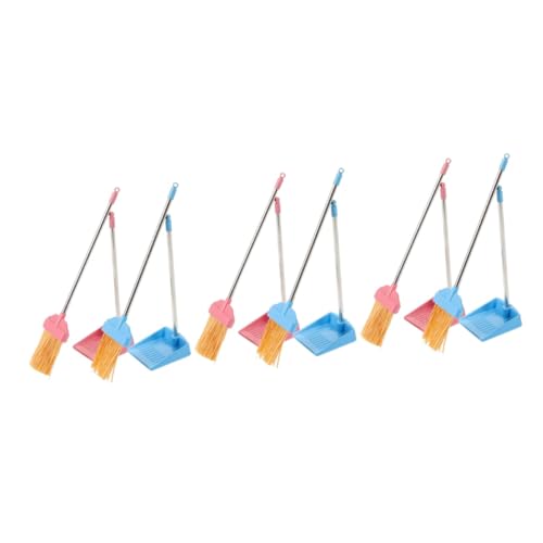 Toyvian 6 Sätze Simulation Besen Miniaturen Mini-Besen-Ornament Zubehör Für Spielhäuser Desktop - Mini-möbelmodell Besenstütze Mini-kehrschaufel Puppenhausbesen Besenfiguren Plastik von Toyvian