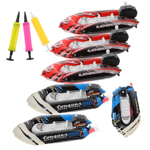 Toyvian 6 Stück Badewanne kinderspielzeug interaktives Toys aufblasbar Boot badespielzeug Uhrwerk Aufblasbare Babyspielzeuge PVC rot von Toyvian