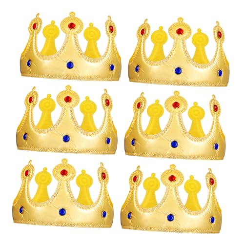 Toyvian 6 Stück Geburtstagshut Geburtstagsparty-Königshut Cosplay -Kostümzubehör Geburtstagsmütze für Mädchen Geburtstagsmütze Party-Kronenhut Jungs Party Krone Stoff Golden von Toyvian