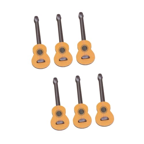 Toyvian 6 STK Gitarren-Requisiten Mini-gitarrenmodell-Dekoration Mini-Spielzeug Miniaturpuppenmöbel Kleiner Eimer Mit Deckel Ukulele-Foto-Requisite Hölzern Kiefernholz Elektrische Gitarre von Toyvian