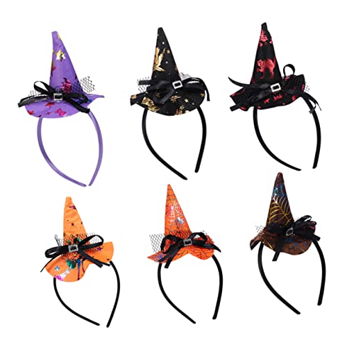 Toyvian 6 Stück Halloween-Hexenhut-Stirnband haarreif halloween haarreifen halloween Hexenhut Stirnbänder Streich Halloween-Kopfschmuck Thanksgiving Stirnband Stoff (Polyester) von Toyvian