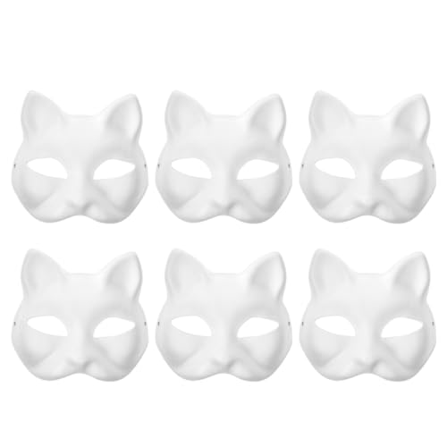 Toyvian 6 Stück Handbemalte Masken DIY Masken Für Partys Papiermasken Zum Basteln Katzen Party Maske Cosplay DIY Masken Maske Für Halloween Papier Rohlingsmaske Bastelrohlinge von Toyvian