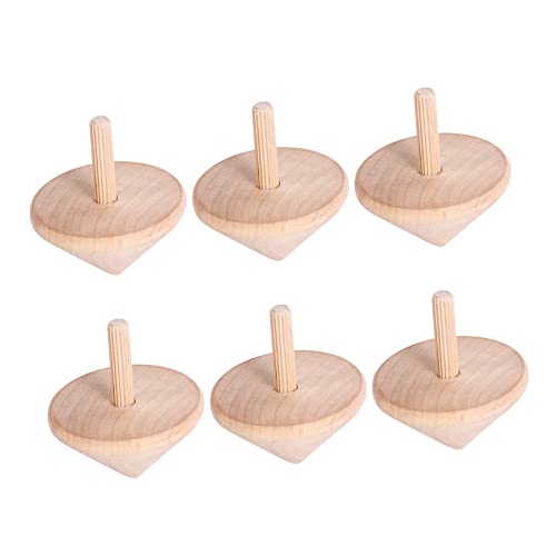 Toyvian 6 Stück Holz Kreisel - Unvollendete Blanchiert Almon Naturholz DIY Malerei für Kleinkinder, Kinder, Erwachsene - Ostern Geburtstagsfeier von Toyvian