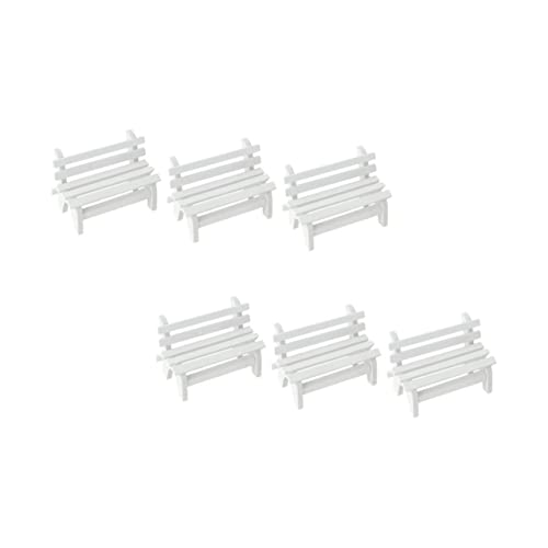 Toyvian 6 Stück Holzbank Ornamente kafeemahler kaffelikoer bescherung inneneinrichtung Room Decor for Miniaturen stühle klein Miniaturbankmodell Mini-Bankmöbel Puppenhausbank hölzern Weiß von Toyvian