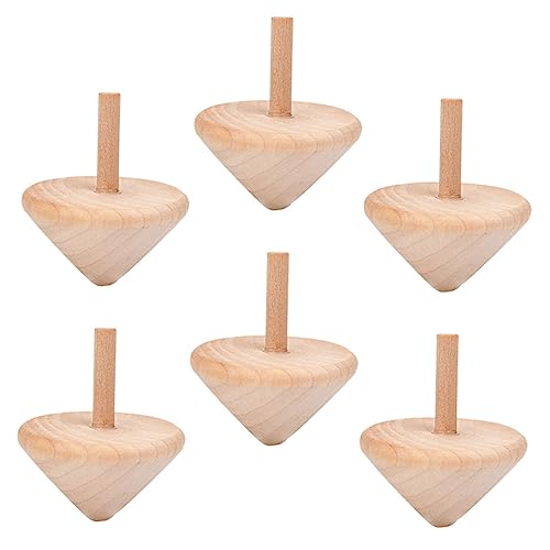 Toyvian Kinder-kreiselspielzeug Aus Holz 6er-Pack Rotierende Kreisel Für Jungen Und Mädchen Sicheres Spielzeug Zur Kognitiven Entwicklung von Toyvian