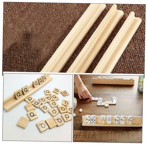 Toyvian 6 Stück Holzständer für Dominoe Doppelreihig Stabile Domino Rack Halter aus Holz Dekorative Buchstaben Display basen für DIY Kunst und Spielkarten Elegantes Tabletop Accessoire von Toyvian