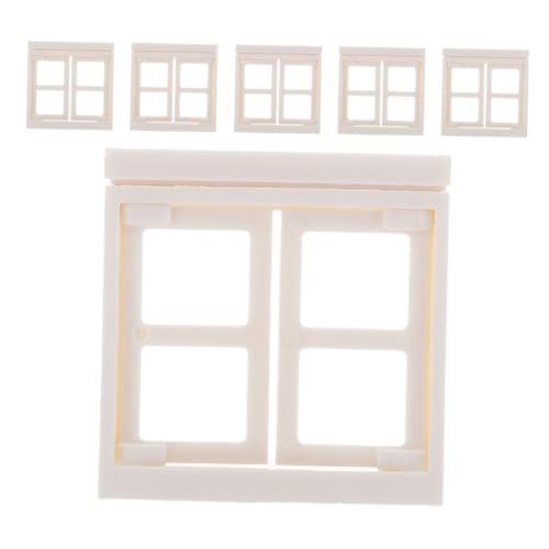Toyvian 6 Stück Kleine Masonspielzeug Puppenhauszubehör Miniatur-fenstermöbel Zubehör Für Spielhäuser Winzige Fensterdekoration Puppenhausbauzubehör Quadratminiaturfenster Weiß Plastik von Toyvian