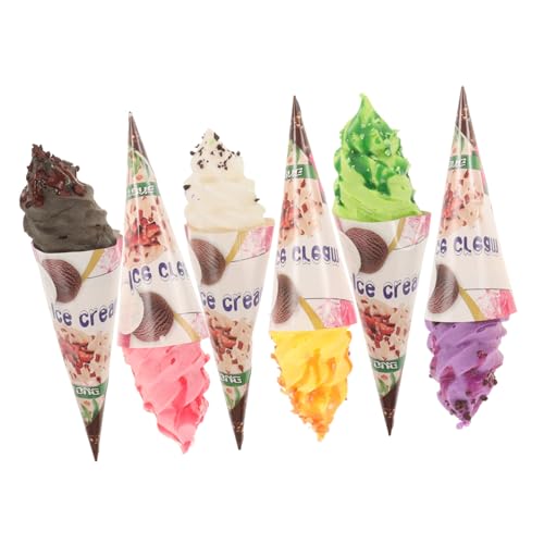 Toyvian 6 Stück Künstliche Eiscreme Eistüten Kühlschrankmagnet Teilig Farbenfrohe Sommerdeko Vielseitiges Fotorequisit für Geburtstag und Strandparty von Toyvian