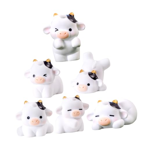 Toyvian 6 Stück Mikro Landschafts Kuh Spielzeugauto Figuren Tiere Hund Kühe Plüsch Haustier Outdoor Mini Das Tier Bonsai Kuh Mikro Landschafts Dekoration Kuh Ornament von Toyvian