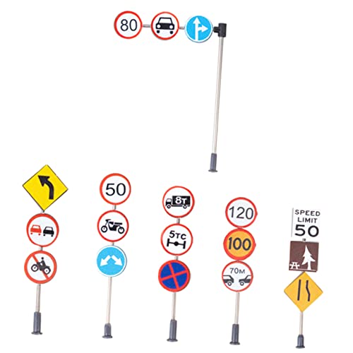 Toyvian 6 Stück Mikro Landschaftszubehör Bausteine Straßenschilder Rollenspiel Straßenschild Mini Anzeige Miniatur Sandtisch Mini Verkehrsschild Abs Plus Edelstahl von Toyvian
