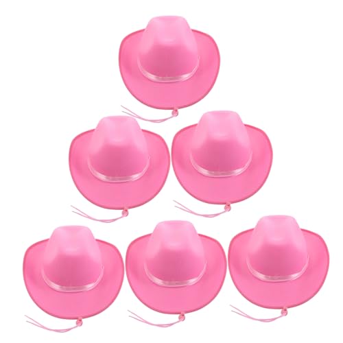 Toyvian 6 Stück Pinke Cowgirl Hüte mit Schleifen Leichte Western Mützen für Mädchen Komfortable Party Accessoires für Kostüme Junggesellenabschiede Themenfeiern Tragbar und Modisch von Toyvian