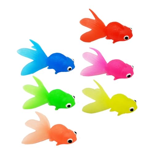 Toyvian 6 Stück Realistische Goldfisch Spielzeuge aus Weichem TPR Halbtransparent Bunte Cartoon Fischmodelle für Lustiges Bad und Aquariumspielzeug Partygeschenke von Toyvian