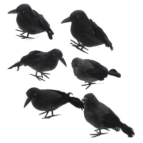 Toyvian 6 Stück Realistische Krähen Deko Set Teiliges Set für Halloween Lebensnahe Krähenfiguren für Garten und Innenräume als Gruselige Deko und Requisiten für Halloween Partys von Toyvian