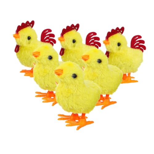 Toyvian 6 Stück Teiliges Aufziehbare Plüschküken Weiche Realistische Hühner mit Interaktiver Sprung und Drehfunktion Lebensechte Textur Ostergeschenk und Dekoratives von Toyvian