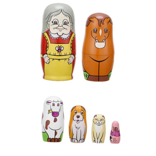 Toyvian 6 Stück Teiliges Handbemalte Holz nistpuppen mit Großmutter Motiv Robuste Matroschka Holzspielzeuge Dekorativ und Langlebig Geschenk und Kreative Holzdeko für Zuhause von Toyvian